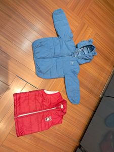 3) Baby Girls Puffer Jacket &amp; Vest Set Reversable