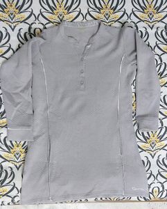 Kanvin checked Mandarin Collar kurti With Py