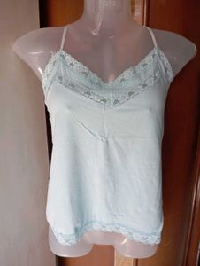 Light Blue Lace Trim Camisole