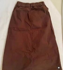 Brown Button-Down Midi Skirt