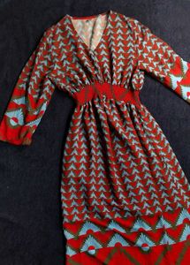 Retro Boho Print Midi Dress