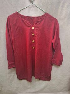 Maroon Henley Kurta