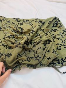 Floral Olive Green Mini Dress