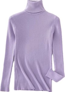 Lilac Ribbed Turtleneck Knit Top