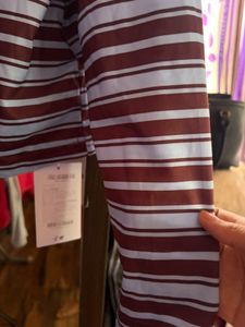 Striped Off-Shoulder Long Sleeve Top