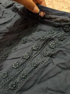 Ash Grey Embroidered Kurti