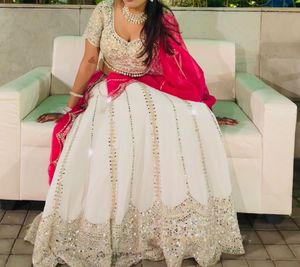 Sparkly White &amp; Pink Lehenga Choli