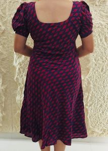 Purple &amp; Pink Printed Puff Sleeve Dress