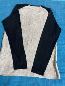 grey and black full sleeve cotton t shirt