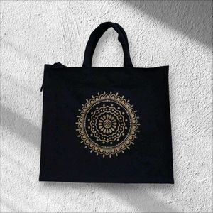 BEAUTIFUL CANVAS BLACK TOTE/LUNCH BAG