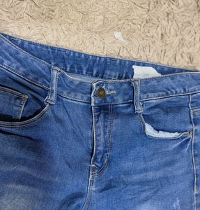 Blue Denim Ripped Jeans