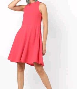 Pink Coral Sleeveless Skater Dress (Large)