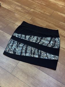 Sparkly Sequin Mini Skirt with animal print