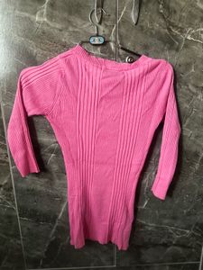 Pink Ribbed Square Neck Top