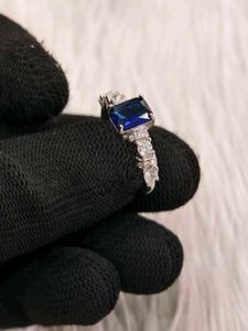 Elegant Blue Stone Ring 925 silver