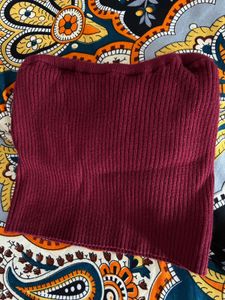 Ribbed Maroon Tube Top