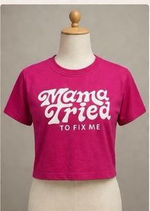 Cute "Mama Tried" Graphic Crop Top