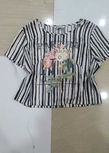 Striped Floral Print Top