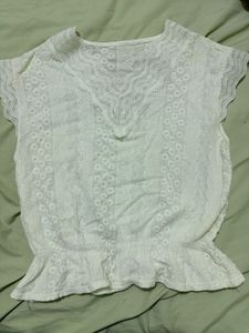Chic White Lace Peplum Top