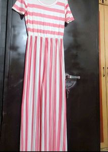 Pink & White Striped Jumpsuit For 32 Bust