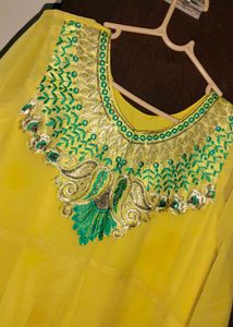Elegant Embroidered Yellow Ethnic Gown