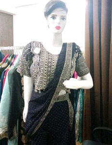 Elegant Black Embroidered Lehenga Choli
