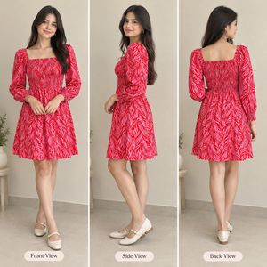 Ruby Waves Cotton Dress