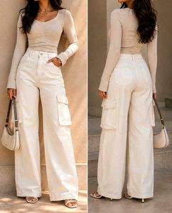 Bershka White Cargo Pants