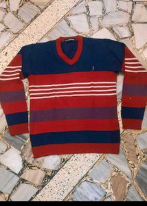 Striped V-Neck Knit Sweater