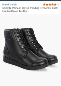 Black Lace-Up Heeled Ankle Boots