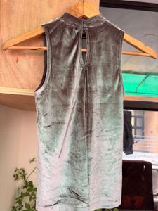 Velvet Mock Neck Sleeveless Top