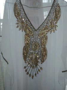 Long sheer White beaded kaftan 🦢✨