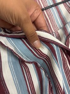 Striped Collared Button-Up Top
