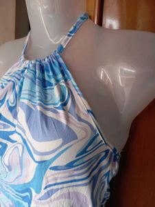 Boho Marble Print Halter Dress