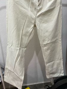 Cream Wide Leg Jeans