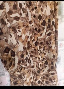 Brown Animal Print Button-Up Shirt