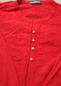Red Floral Cardigan