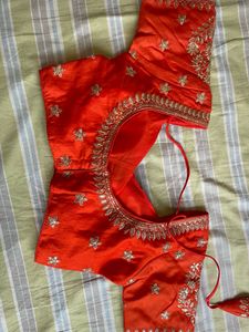 Stunning Orange Embroidered Blouse
