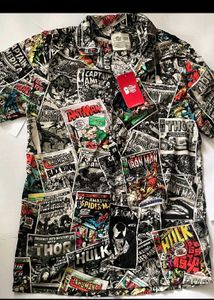 Men's Comic Print Short Sleeve Shirt