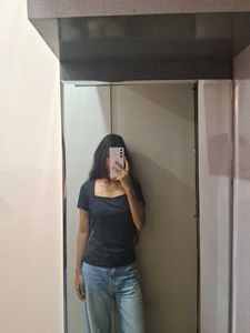 Stylish Black Square Neck Top