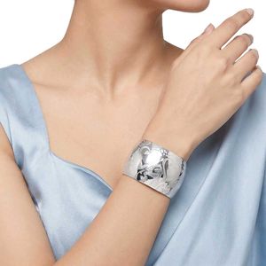 Chic Silver Wide Cuff Bracelet