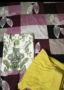 Paisley Print Kurta with Yellow Bottoms