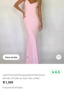 Pink Solid Plunging NeckMaxi Dress