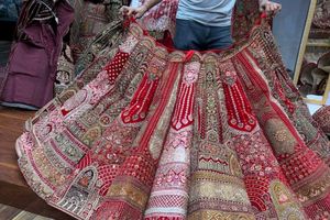 Stunning Red Embellished Lehenga Choli