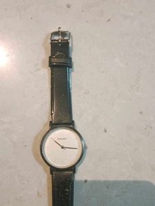 Hodinky Black Leather Watch