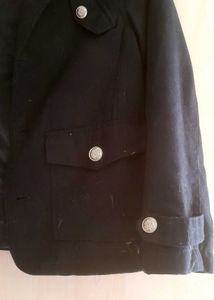 Chic Navy Blue Cropped Jacket
