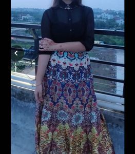 Bohemian Print Maxi Skirt with designer blouse