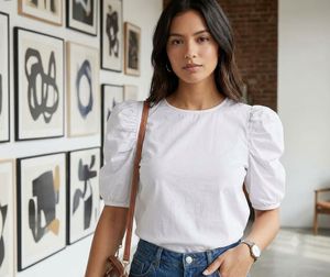 Puff Sleeve White Top