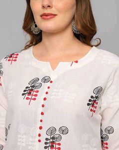 White Floral Printed Kurti