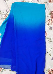 Royal and sky blue Ombre Saree